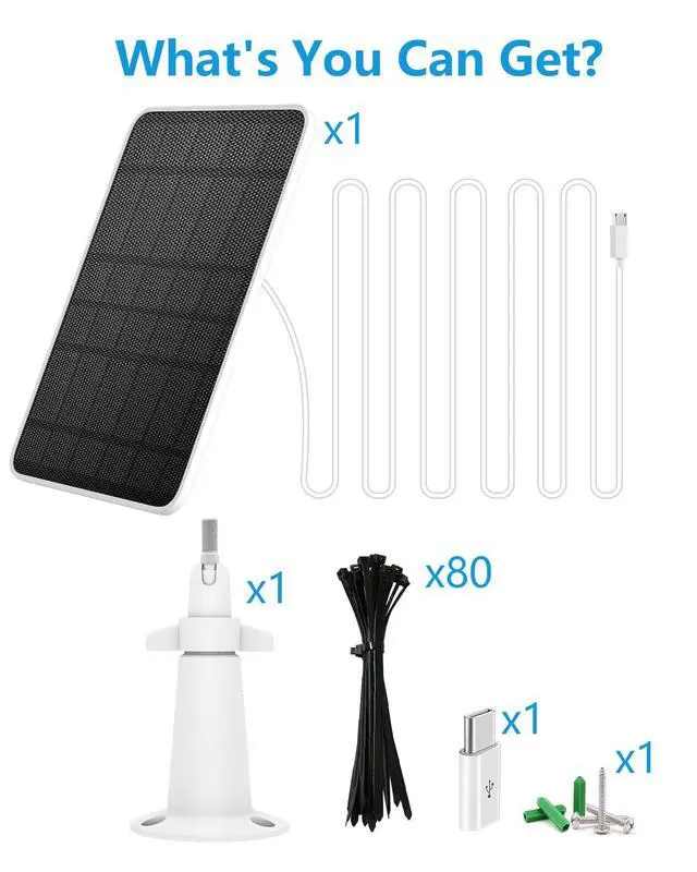 Alt view image 7 of 7 - Solar Panel Charger Compatible with Eufycam 3/3C/2C/2C Pro/E40/E20/2/2 Pro/E/L20/L40/Solo/SoloCam Spotlight, 5W Solar Panel for Eufy Camera, Micro USB & USB-C Port, 9.8ft Cable, P65 Waterproof, 1 Pack