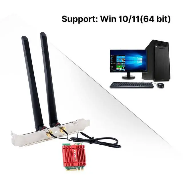 Alt view image 5 of 7 - 6E Desktop Upgrade Kit with Intel AX210-5400Mbps Tri-Band 6GHz & BT 5.3 Includes M.2 2230 AX210NGW WiFi Card, High Gain Antennas, Low Profile Bracket for Windows 11/10