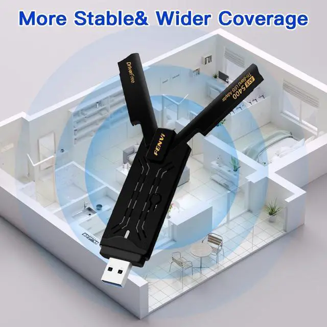 Alt view image 7 of 7 - AX5400 WiFi 6E USB Adapter for Desktop PC - 6GHz Tri-Band Wireless Dongle, USB 3.0 Network Card for Gaming & 4K Streaming, Supports Windows 11/10