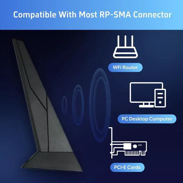 Alt view image 4 of 6 - Laptops WiFi 7 Antenna 2T2R WIFI6 Dual Band 2.4GHz 5GHz 6GHz RP-SMA for MSI Z790 Z790-A X670 X670E B760 B760M Z690 X570 B550 B460I B550I Motherboard Wi-Fi 6E for PC Desktop Computer