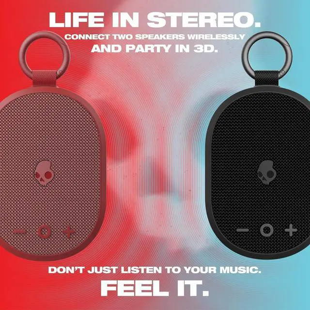 Alt view image 6 of 7 - Skullcandy Kilo XT Wireless Bluetooth Speaker - IPX7 Waterproof Mini Bluetooth Speaker with 24 Hour Battery, Downward Firing Passive Radiator, and True Wireless Pairing - Perfect for Outdoor (Red)