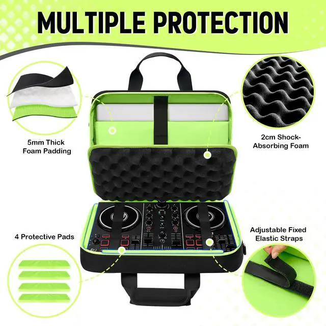 Alt view image 5 of 7 - DJ Controller Case Compatible for Hercules DJControl Inpulse 200 MK2/ 200, Padded DJ Bag with 14" Laptop Pocket, Soft Travel Case Compatible for Numark Party Mix II/Maschine Mikro Mk3/DDJ-200