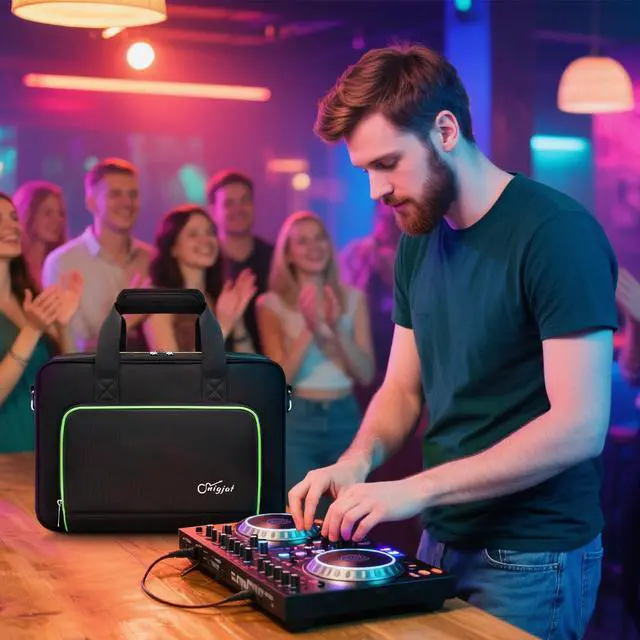 Alt view image 7 of 7 - DJ Controller Case Compatible for Hercules DJControl Inpulse 200 MK2/ 200, Padded DJ Bag with 14" Laptop Pocket, Soft Travel Case Compatible for Numark Party Mix II/Maschine Mikro Mk3/DDJ-200