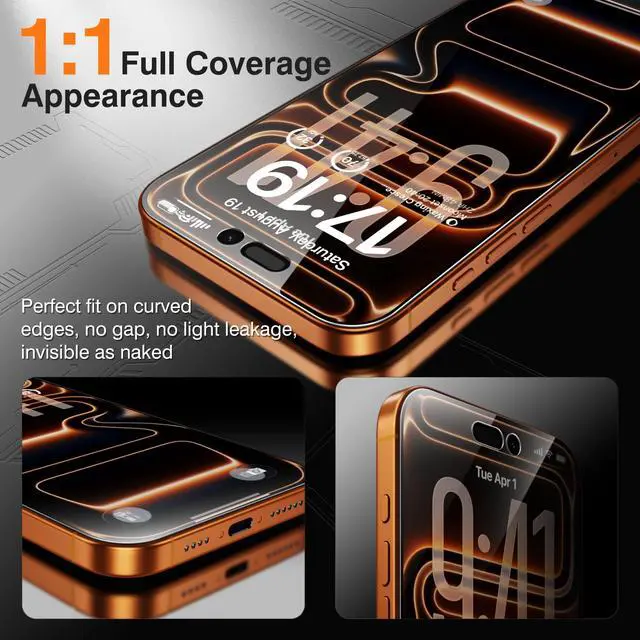Alt view image 6 of 7 - 4-Pack Screen Protector for iPhone 17 Pro Max 6.9 inch Black Privacy with Flawless Fit Kit + 2-Pack Camera Lens Protector, 15-Second Bubble-Free Installation, 9H Hardness, 12FT Military Grade