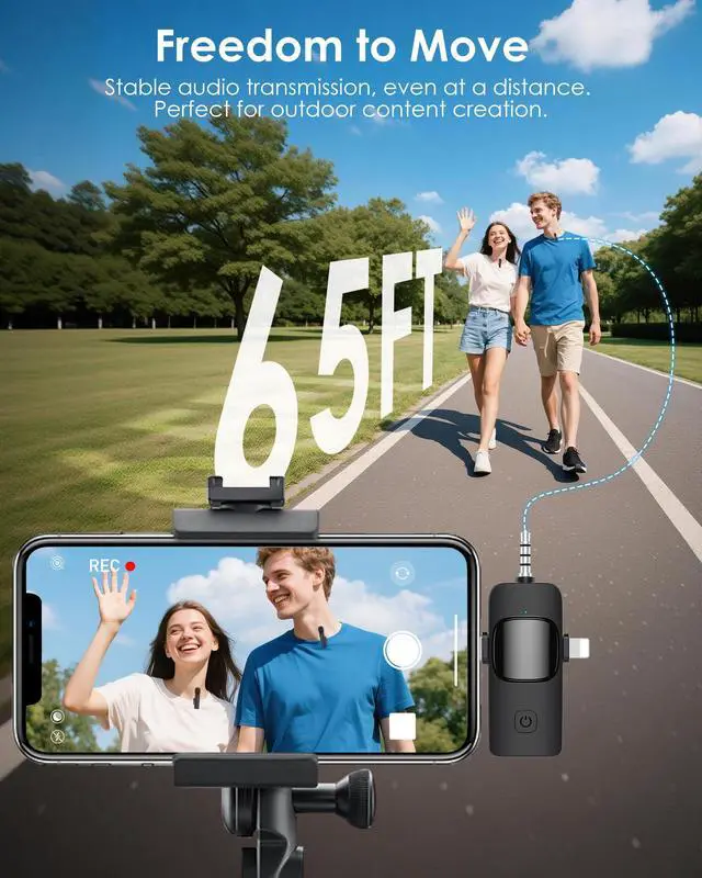 Alt view image 6 of 7 - Wireless Mini Microphone for iPhone, Android, Camera, PC, 4 in 1 Lavalier Mic with 360° Rotatable Clip, Plug and Play Noise Reduction Lapel Mic for Video Recording YouTube TikTok Content Creators