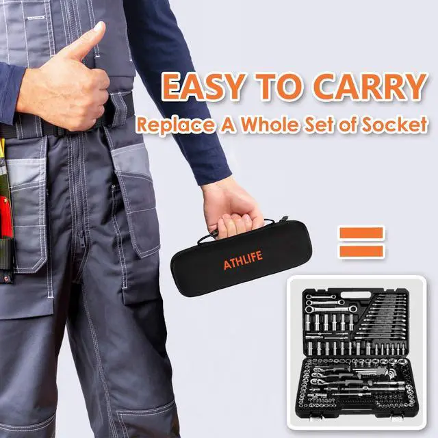 Alt view image 6 of 7 - Universal Socket Wrench Set (11-32mm 7-19mm) Professional Sockets Tools Multi-function Wrench Repair Tool Kit with 3/8 inch Ratchet Wrench & Power Drill Adapter Chrome Vanadium Steel