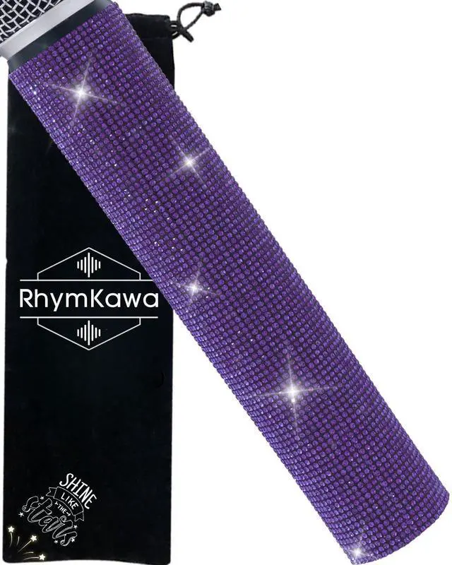 Main image of Purple Rhinestones Microphone Sleeve for Wireless Mic Shuer SM58 Beta 58A Handheld Cover Decorative Shine