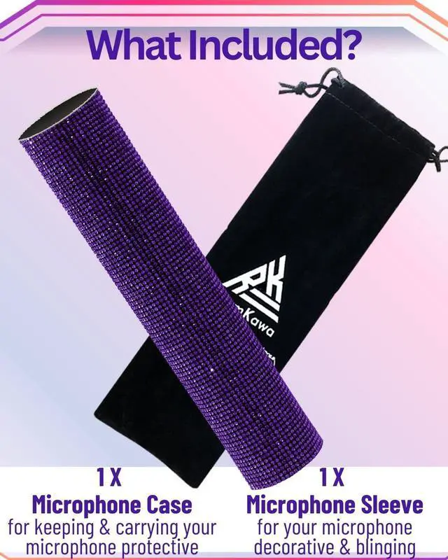 Alt view image 4 of 6 - Purple Rhinestones Microphone Sleeve for Wireless Mic Shuer SM58 Beta 58A Handheld Cover Decorative Shine