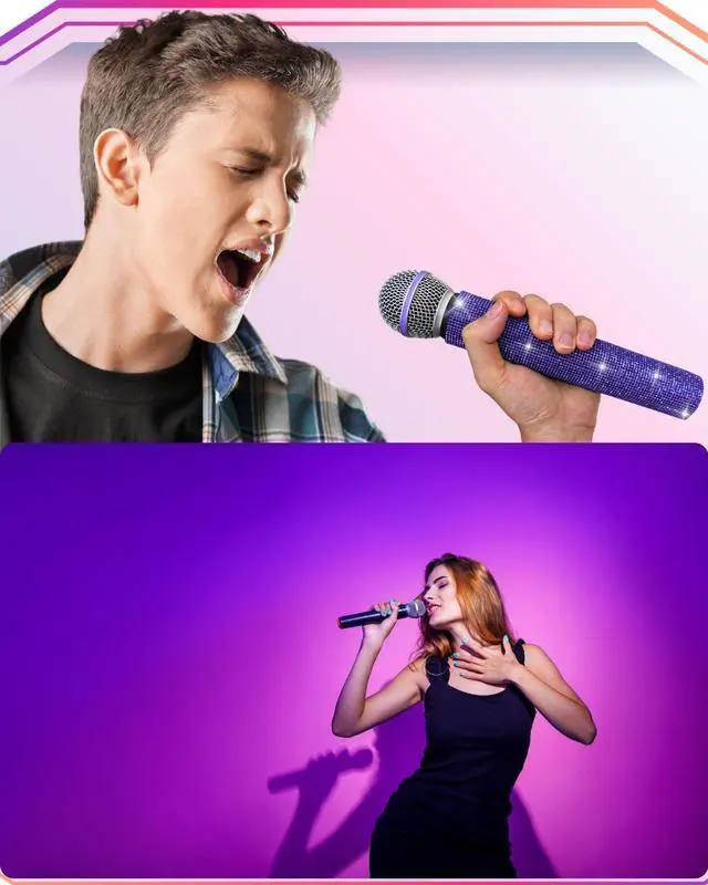 Alt view image 6 of 6 - Purple Rhinestones Microphone Sleeve for Wireless Mic Shuer SM58 Beta 58A Handheld Cover Decorative Shine