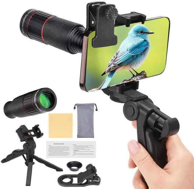 Main image of 32X Telephoto Phone Lens, High Power HD Lens Attachment with Adjustable Tripod & Universal Clip, Compatible with iPhone Android, Ideal for Bird Watching, Concert, Outdoor Photography