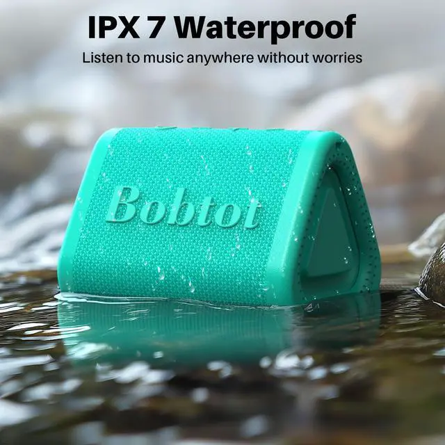 Alt view image 3 of 7 - Portable Bluetooth Speaker Wireless, IPX7 Small Shower Speaker Waterproof, 15H Playing Time, Loud and Stereo Sound with Bass, TWS Pairing for Party, Camping, Travel, Green
