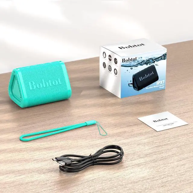 Alt view image 7 of 7 - Portable Bluetooth Speaker Wireless, IPX7 Small Shower Speaker Waterproof, 15H Playing Time, Loud and Stereo Sound with Bass, TWS Pairing for Party, Camping, Travel, Green