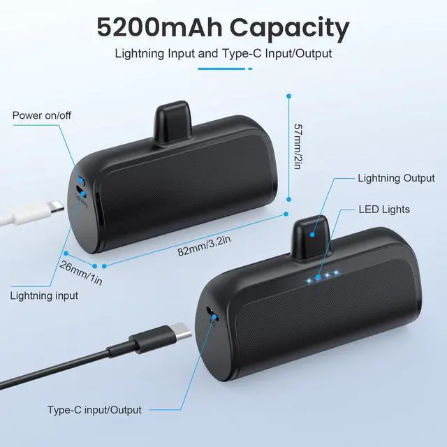Alt view image 7 of 7 - Mini Portable Charger Power Bank for iPhone,5200mAh Portable Phone Charger, Ultra-Compact PD Fast Charging Battery Pack Compatible with iPhone 14/14 Plus/Pro Max/13/12/12 Mini/11/XS/XR/X/8/7/6/6s