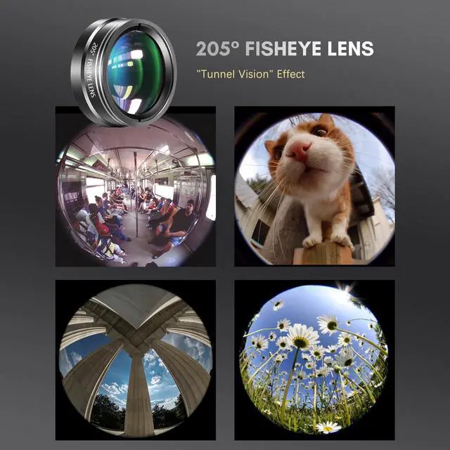Alt view image 2 of 6 - 4-in-1 Phone Lens Kit External Phone Camera Lens Set with 22X Telephoto Lens 205° Fisheye Lens 4K 0.67X Wide Angle Lens 25X Macro Lens Clip Phone Mini Tripod Replacement for iPhone 15/14/13/12