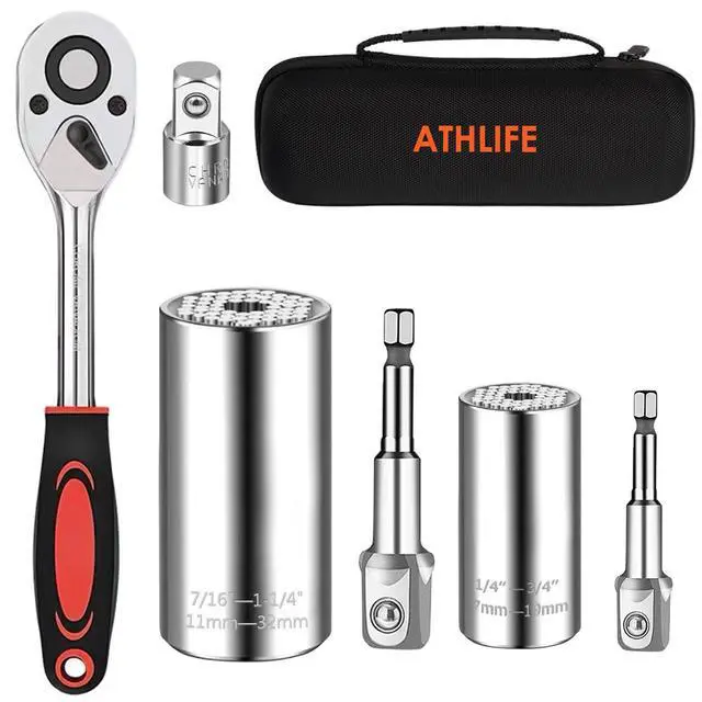 Main image of Universal Socket Wrench Set (11-32mm 7-19mm) Professional Sockets Tools Multi-function Wrench Repair Tool Kit with 3/8 inch Ratchet Wrench & Power Drill Adapter Chrome Vanadium Steel