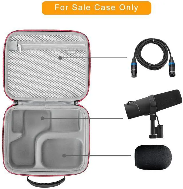 Alt view image 2 of 7 - Hard Case Compatible With Shure MV7+ / MV7X / MV6 / MV7 / MV7i Podcast Dynamic Microphone & Shure SM7B / SM7dB Vocal Dynamic Microphone - Black (Case Only)