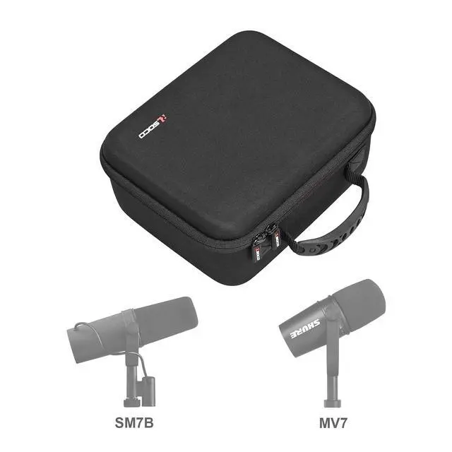 Alt view image 3 of 7 - Hard Case Compatible With Shure MV7+ / MV7X / MV6 / MV7 / MV7i Podcast Dynamic Microphone & Shure SM7B / SM7dB Vocal Dynamic Microphone - Black (Case Only)