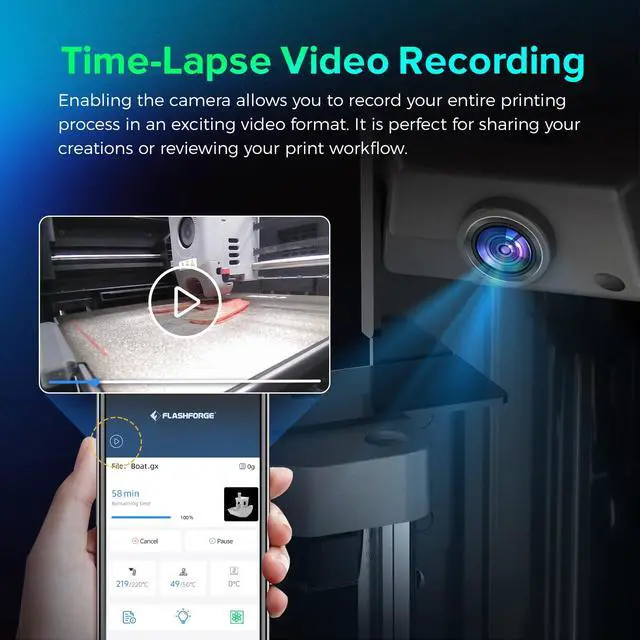 Alt view image 3 of 7 - Camera Kit for Adventurer 5M/Pro/AD5X 3D Printer, Real-time and Remote Monitoring, Compatible with Flash Maker App, 3D Printer Parts for AD5M/AD5M PRO/AD5X