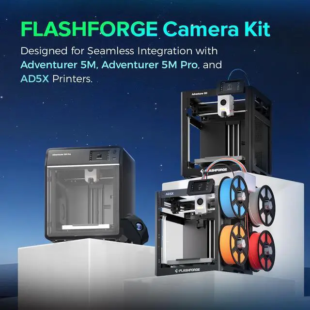 Alt view image 2 of 7 - Camera Kit for Adventurer 5M/Pro/AD5X 3D Printer, Real-time and Remote Monitoring, Compatible with Flash Maker App, 3D Printer Parts for AD5M/AD5M PRO/AD5X