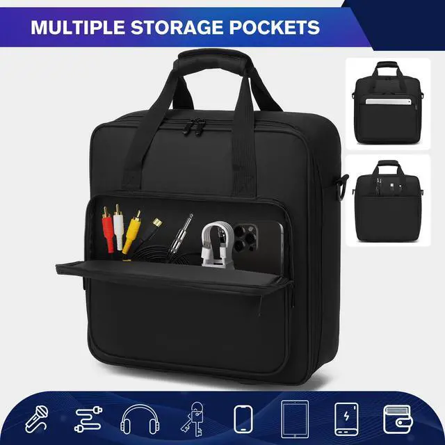 Alt view image 3 of 7 - Padded Nylon Mixer Gig Bag Case, 15.4" x 15" x 5.1", Protector Gear Mixer Gig Bag with Removable Strap, DJ Controller Travel Shoulder Bag For RODECaster Pro II, TC Helicon GOXLR, MG10XU 10