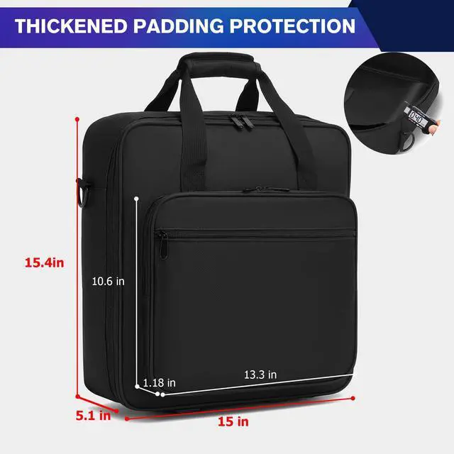 Alt view image 4 of 7 - Padded Nylon Mixer Gig Bag Case, 15.4" x 15" x 5.1", Protector Gear Mixer Gig Bag with Removable Strap, DJ Controller Travel Shoulder Bag For RODECaster Pro II, TC Helicon GOXLR, MG10XU 10