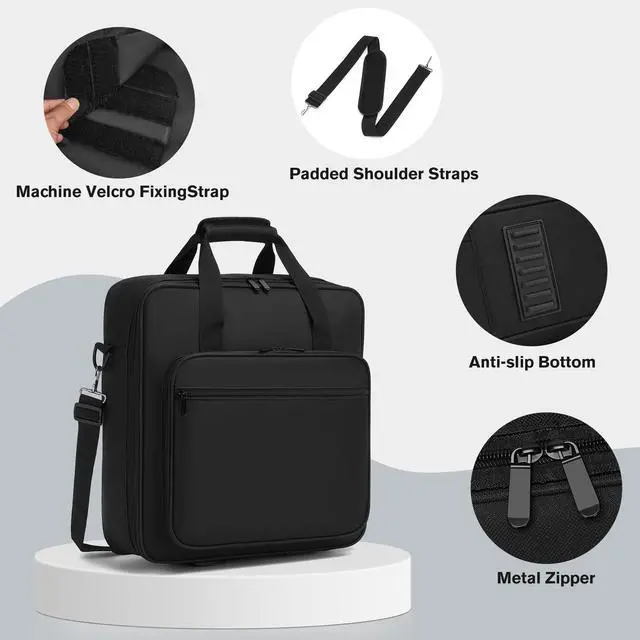 Alt view image 6 of 7 - Padded Nylon Mixer Gig Bag Case, 15.4" x 15" x 5.1", Protector Gear Mixer Gig Bag with Removable Strap, DJ Controller Travel Shoulder Bag For RODECaster Pro II, TC Helicon GOXLR, MG10XU 10