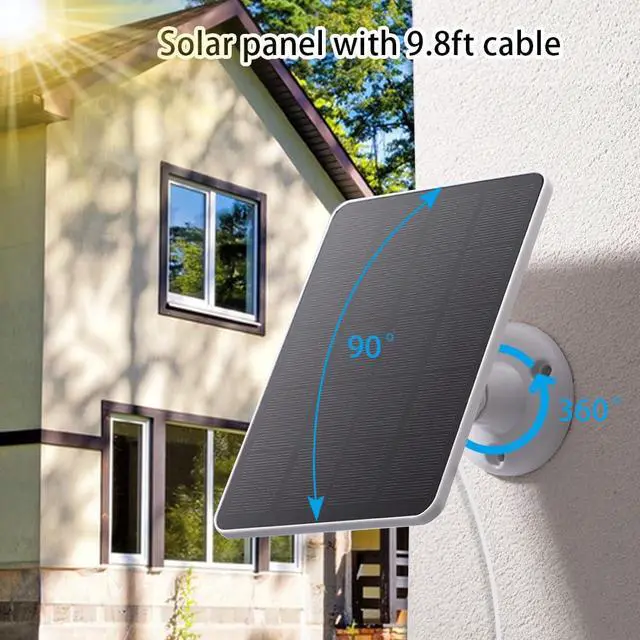 Alt view image 5 of 7 - 2 Pack Solar Panel Compatible with WYZE Battery Cam Pro, EufyCam 2C/2C Pro, 4W 5V Solar Panel with 10ft Micro USB Charging Cable for Outdoor Battery Camera, Tpye C Adapter, Adjustable Wall Mount