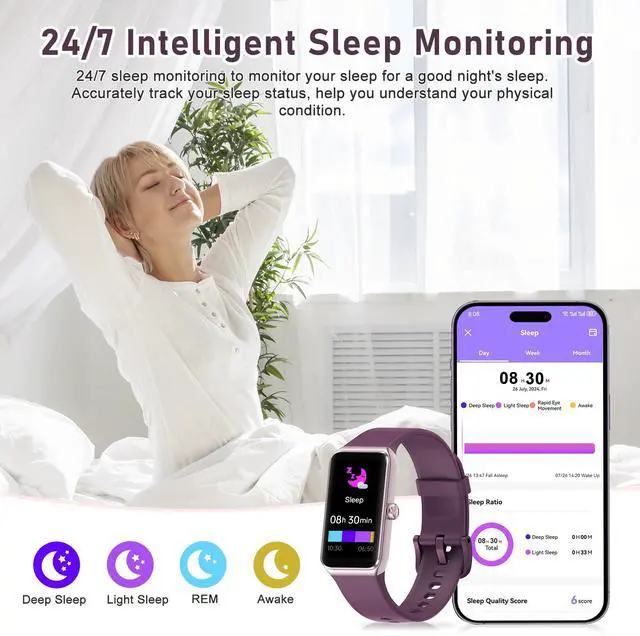 Alt view image 4 of 7 - Fitness Tracker with Step Counter/Calories/Stopwatch, Activity Tracker, Health Tracker with Heart Rate Monitor, Sleep Tracker,1.47 Touch Color Screen, Pedometer Watch for Women Men