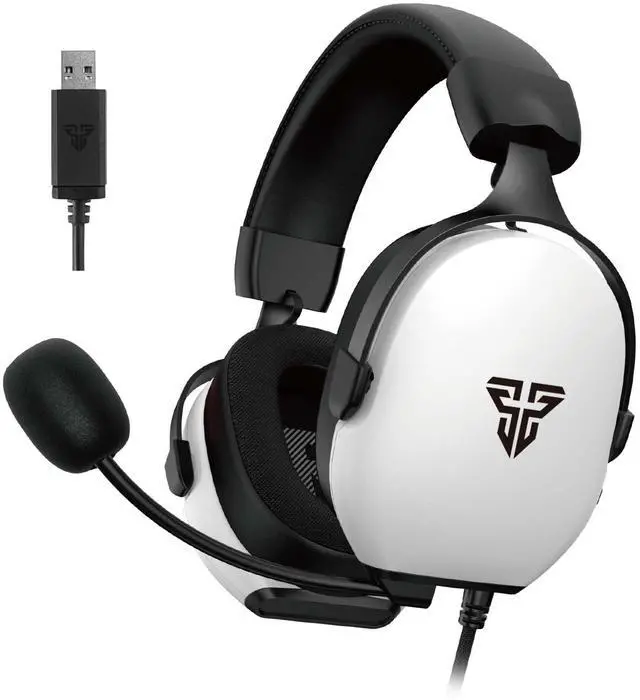 Main image of Gaming Headset with 7.1 Virtual Surround Sound, Noise Cancelling Microphone, 40mm Drivers, USB Connection, in-Line Audio Control, Compatible with PC, PS4, PS5, Mac, Switch (White)