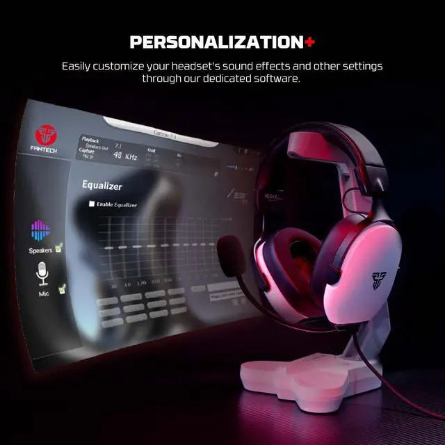 Alt view image 4 of 7 - Gaming Headset with 7.1 Virtual Surround Sound, Noise Cancelling Microphone, 40mm Drivers, USB Connection, in-Line Audio Control, Compatible with PC, PS4, PS5, Mac, Switch (White)