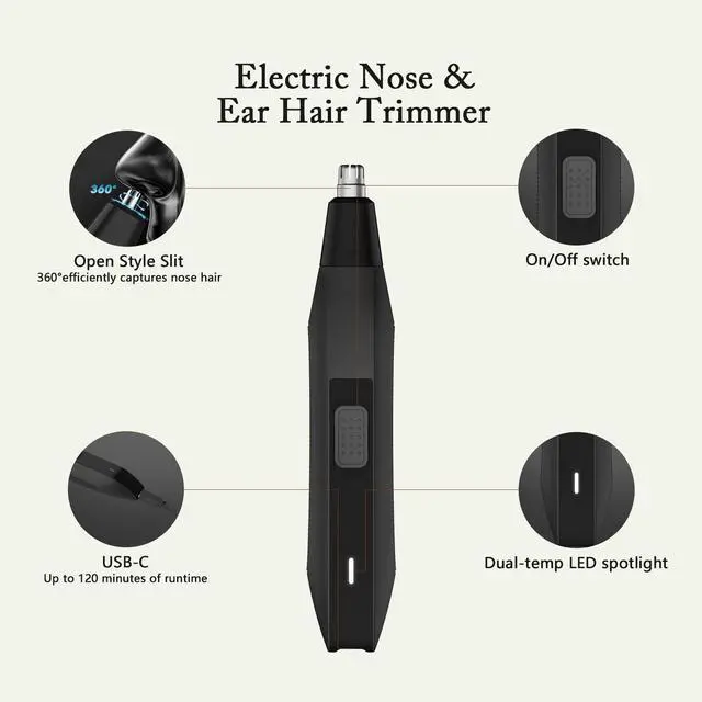 Alt view image 2 of 7 - Mens Nose Hair Trimmer,Painless Nose and Ear Hair Trimmer for Men,Powerful 8000RPM Motor,Easy to Clean,Wet/Dry Use,Portable