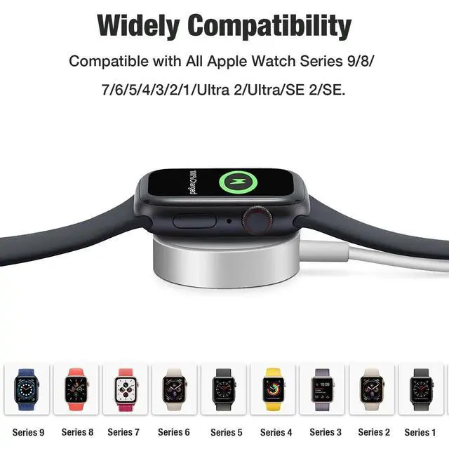 Alt view image 2 of 7 - Charger for Apple iWatch, USB Fast Wireless Magnetic Charging Cable for iWatch, 1m Watch Cable USB Portable Charging Cord Compatible with Apple Watch Series 10/9/8/7/6/5/4/3/2/1/Ultra/SE