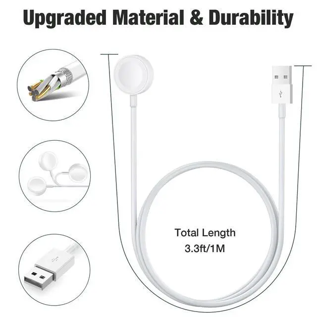 Alt view image 4 of 7 - Charger for Apple iWatch, USB Fast Wireless Magnetic Charging Cable for iWatch, 1m Watch Cable USB Portable Charging Cord Compatible with Apple Watch Series 10/9/8/7/6/5/4/3/2/1/Ultra/SE