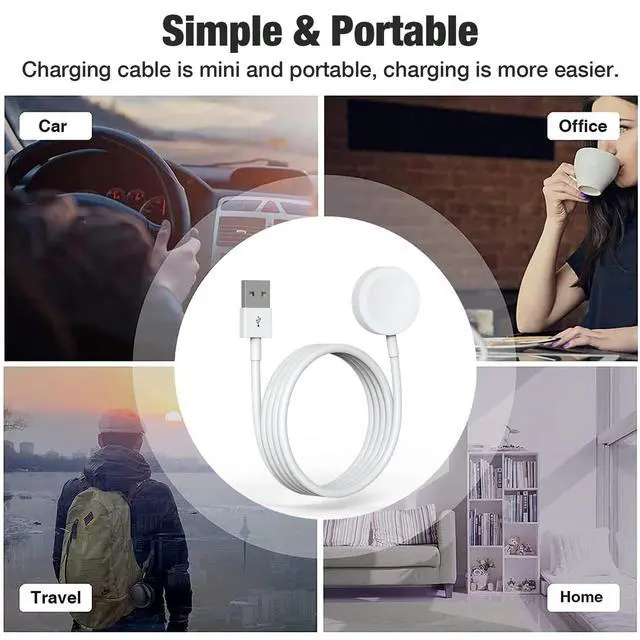 Alt view image 7 of 7 - Charger for Apple iWatch, USB Fast Wireless Magnetic Charging Cable for iWatch, 1m Watch Cable USB Portable Charging Cord Compatible with Apple Watch Series 10/9/8/7/6/5/4/3/2/1/Ultra/SE