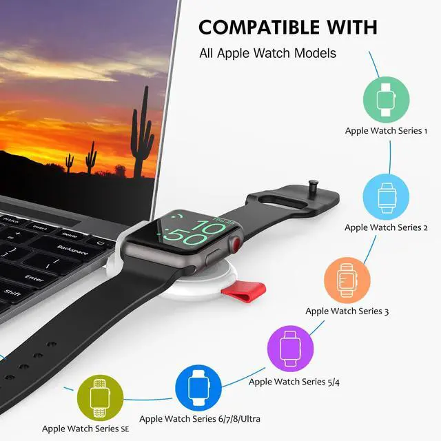 Alt view image 3 of 6 - Travel Charger for Apple Watch Portable Magnetic iWatch Wireless Charger, Cordless USB Fast Charging Compatible with Apple Watch Series 11 10 9 8 7 6 5 4 3 2, 46/41/45/44/42/40/38mm(White)