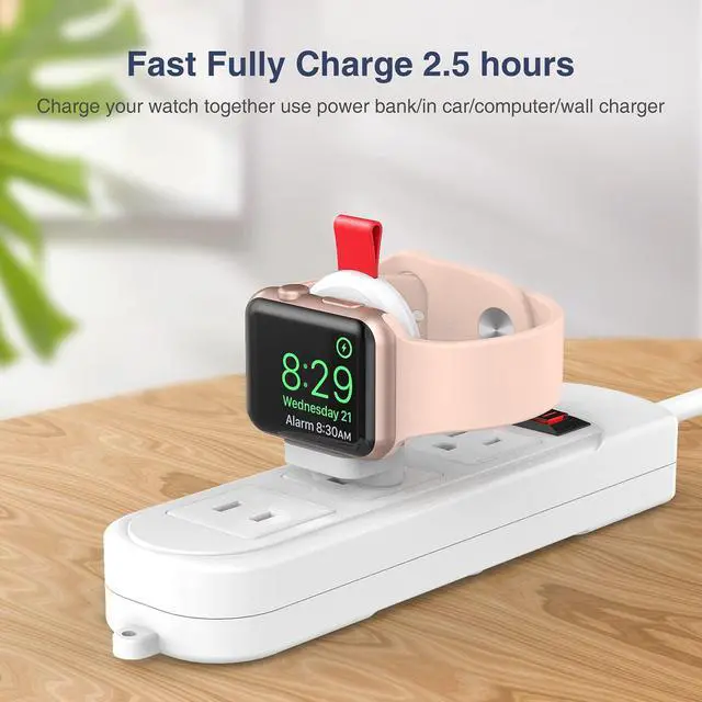 Alt view image 2 of 6 - Travel Charger for Apple Watch Portable Magnetic iWatch Wireless Charger, Cordless USB Fast Charging Compatible with Apple Watch Series 11 10 9 8 7 6 5 4 3 2, 46/41/45/44/42/40/38mm(White)