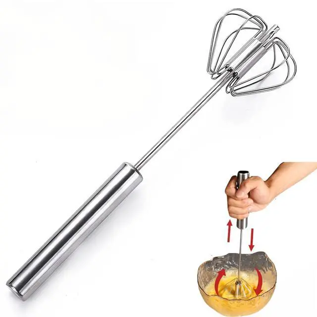Main image of Semi-Automatic Whisk,Stainless Steel Egg Whisk,Premium Stainless Steel Mixer for Kitchen Cooking,ldeal Egg Beater All Purpose Stirrer (10 inch)