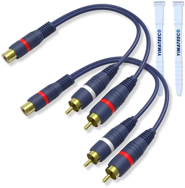 Main image of RCA Splitter 1 Female to 2 Male, 2 Pack RCA Y Splitter Audio Video Cable Cinch Y Adapter Extension Cable for Subwoofer, Speaker, Amplifiers, Home Theater(15cm R-CA Y Cable)