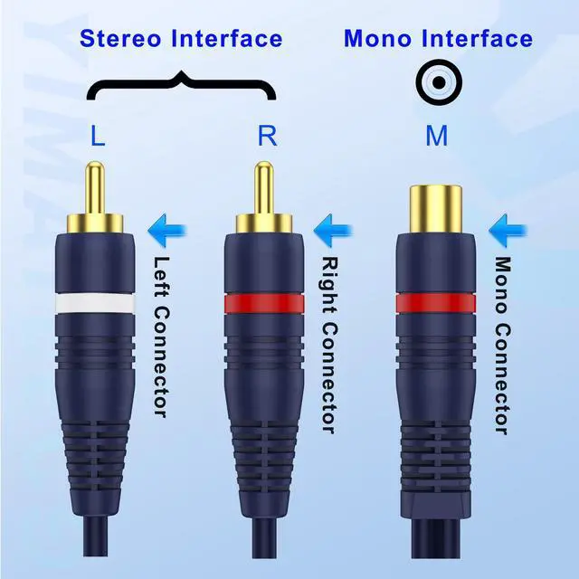 Alt view image 4 of 6 - RCA Splitter 1 Female to 2 Male, 2 Pack RCA Y Splitter Audio Video Cable Cinch Y Adapter Extension Cable for Subwoofer, Speaker, Amplifiers, Home Theater(15cm R-CA Y Cable)