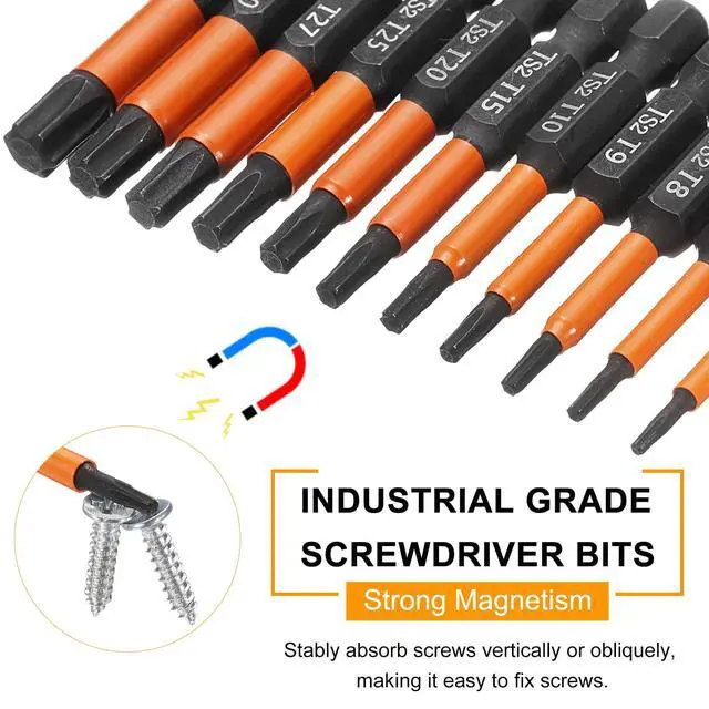 Alt view image 4 of 7 - 3pcs T6 Torx Head Screwdriver Bit 2" (50mm) Long 1/4" Hex Shank Magnetic No Hole Tamper Proof 6 Point Star Screw Driver Drill Bits Phosphate S2 Steel Industrial Power Tools