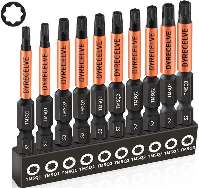 Main image of 10-Pack 8 Point Torx Star & Double Square Bit Set - Premium S2 Alloy Steel with Magnetic Heads & Hex Shank, 8 Point Star Bit for Trailer (Sizes #1, #2, #3), by DYRECELVE