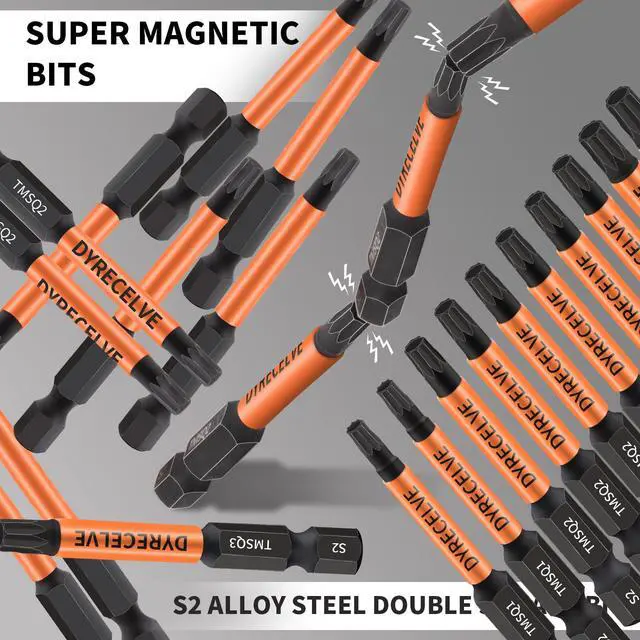 Alt view image 4 of 7 - 10-Pack 8 Point Torx Star & Double Square Bit Set - Premium S2 Alloy Steel with Magnetic Heads & Hex Shank, 8 Point Star Bit for Trailer (Sizes #1, #2, #3), by DYRECELVE
