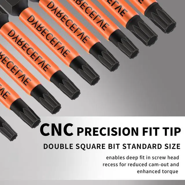 Alt view image 7 of 7 - 10-Pack 8 Point Torx Star & Double Square Bit Set - Premium S2 Alloy Steel with Magnetic Heads & Hex Shank, 8 Point Star Bit for Trailer (Sizes #1, #2, #3), by DYRECELVE