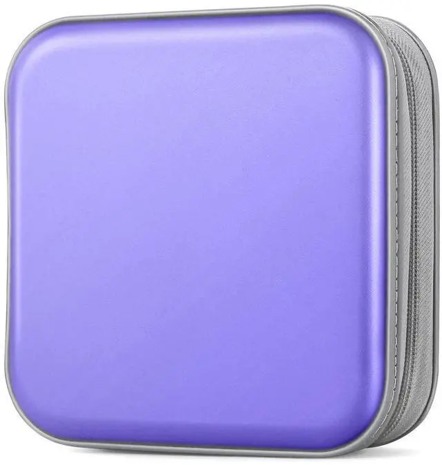 Main image of CD Case, DVD Case Wallet Holder Binder 48 Capacity CD/DVD Cases Storage Holder Binder Organizer Wallet Book for Car Home Travel (Light Purple)
