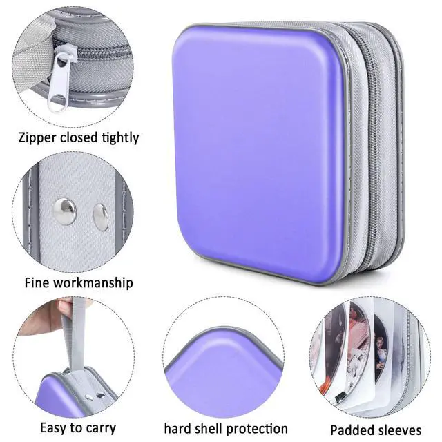 Alt view image 2 of 6 - CD Case, DVD Case Wallet Holder Binder 48 Capacity CD/DVD Cases Storage Holder Binder Organizer Wallet Book for Car Home Travel (Light Purple)