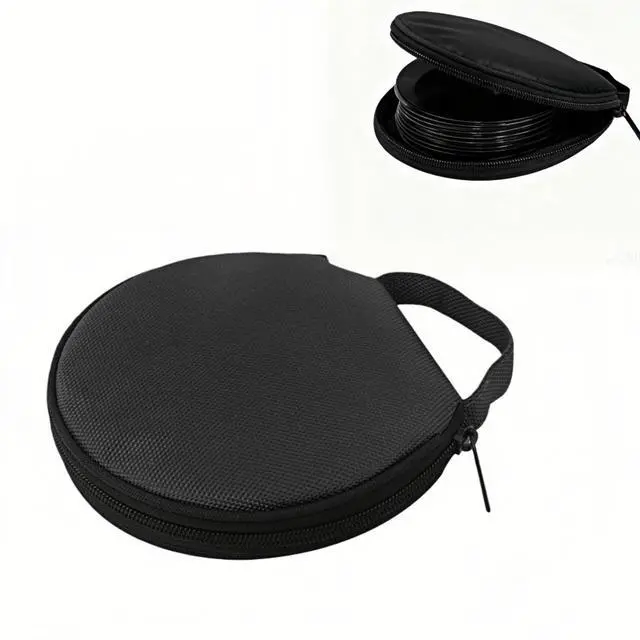 Main image of CD Case, 20 Capacity CD/DVD Case Holders Wallet Hard Plastic DVD Disc Cases Storage Binder with Portable zipper for Car Home Office Travel (Black)