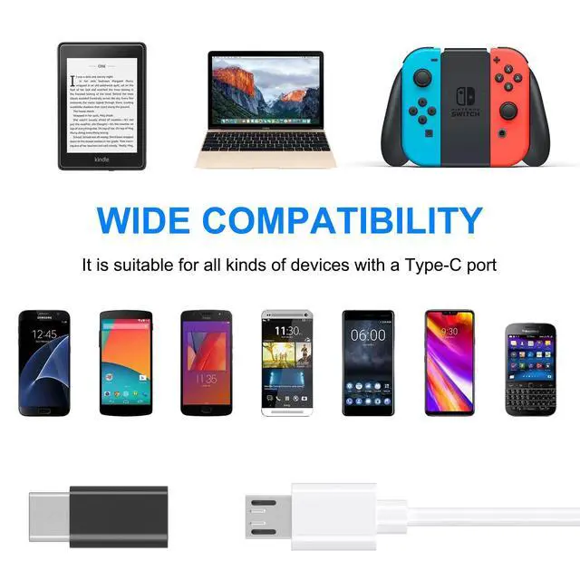 Alt view image 2 of 6 - 4 Pack Micro USB to USB C Adapter, Micro-USB Female to USB-C Male OTG Adapter Compatible with Samsung Galaxy S10 S9 S8 Plus Note 9 8, MacBook, LG V30 G5 G6, Moto Z2 Play Type-C Phones, Tablets (Black)
