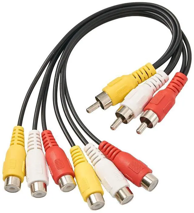 Main image of AV Cable Splitter, 3 RCA Male Jack to 6 RCA Female Plug Splitter Audio Video Av Adapter Cable Composite Video Splitter Adapter Output Cables Cord