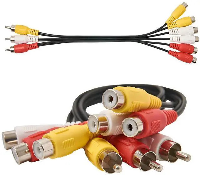 Alt view image 2 of 2 - AV Cable Splitter, 3 RCA Male Jack to 6 RCA Female Plug Splitter Audio Video Av Adapter Cable Composite Video Splitter Adapter Output Cables Cord