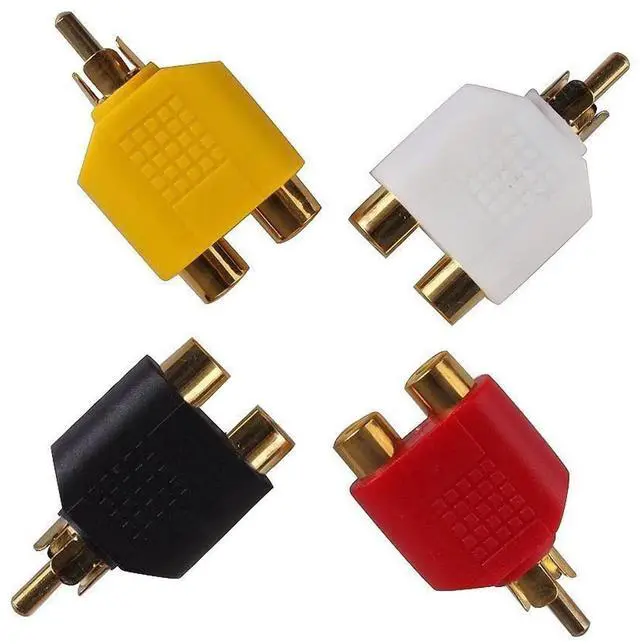 Main image of 4 Pcs RCA Y Splitter Plug Adapter 2 Female to 1 Male for Audio Video Av Tv Cable Convert, Easy to use just Plug and Play